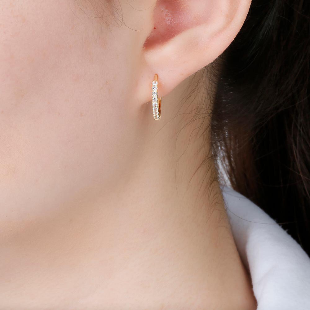 Charmisma Lab Diamond 18ct Yellow Gold Hoop Earrings Small #2