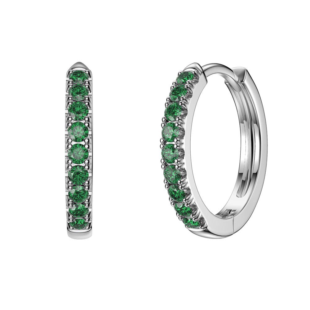 Princess 2ct Emerald Emerald Cut Halo Platinum plated Silver Interchangeable Hoop Drop Set #9