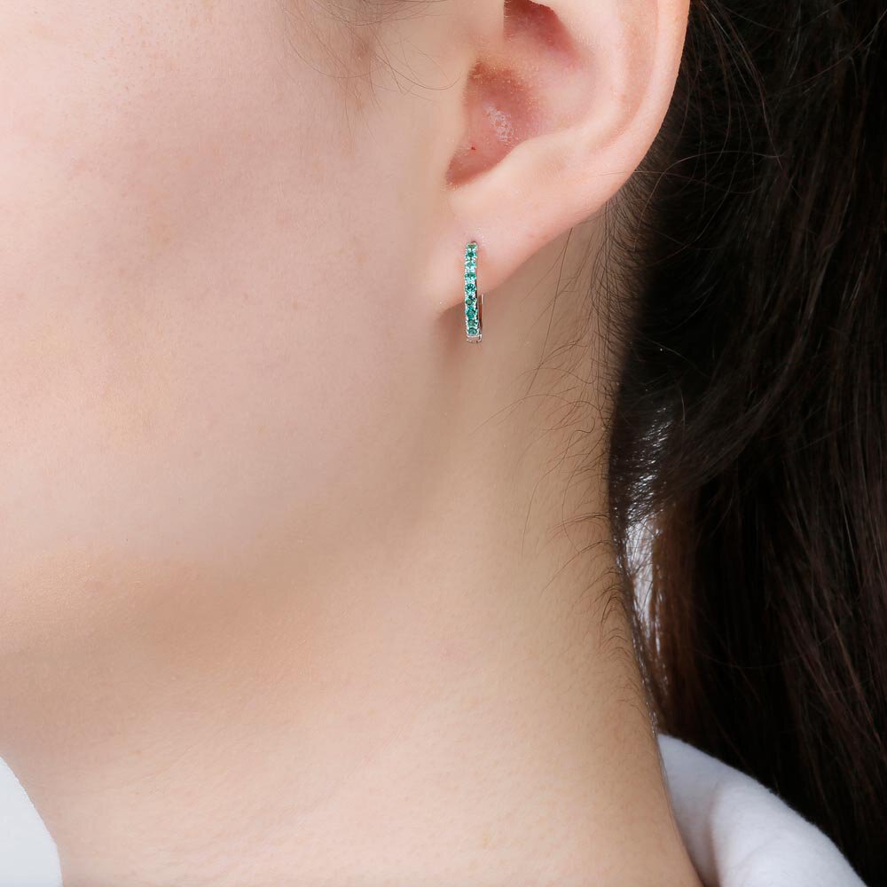 Charmisma Emerald 18ct White Gold Hoop Earrings Small #2