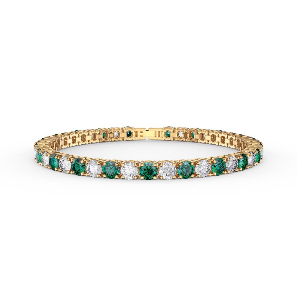 Eternity 10ct Emerald and Missanite 18ct Gold Vermeil Tennis Bracelet