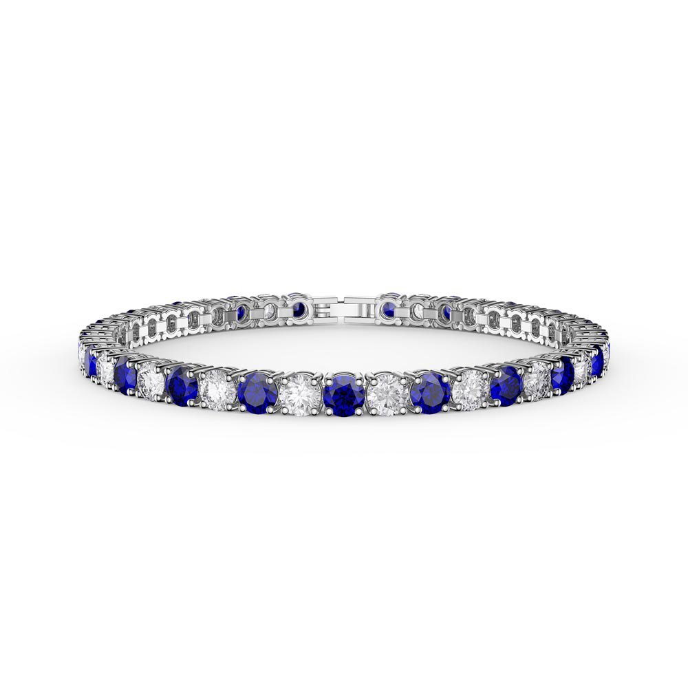 Eternity 10ct Blue and Moissanite Platinum plated Silver Tennis Bracelet