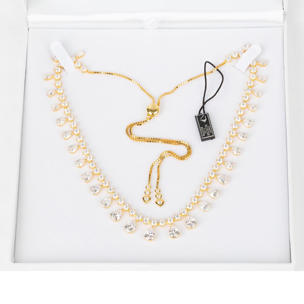 Princess Graduated Pear Drop Diamond CZ 18ct Gold plated Silver Choker Tennis Necklace #4