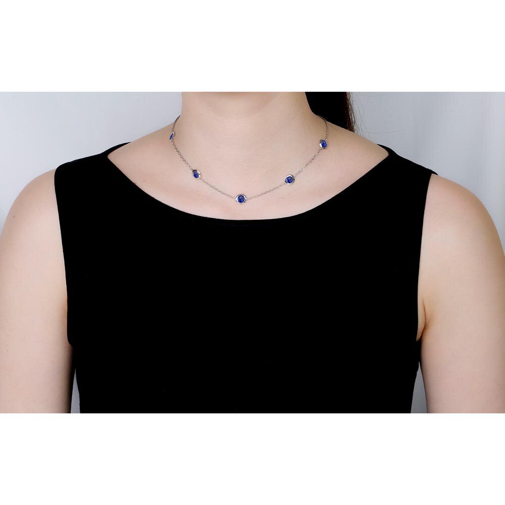 Sapphire By the Yard Platinum plated Silver Choker Necklace #2
