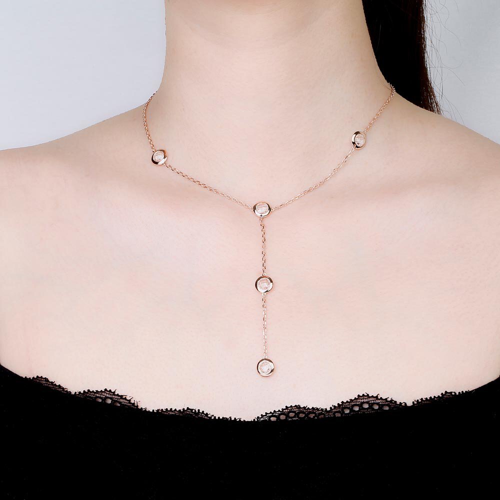 White Sapphire By the Yard 18 Rose Gold Vermeil Lariat Necklace #2