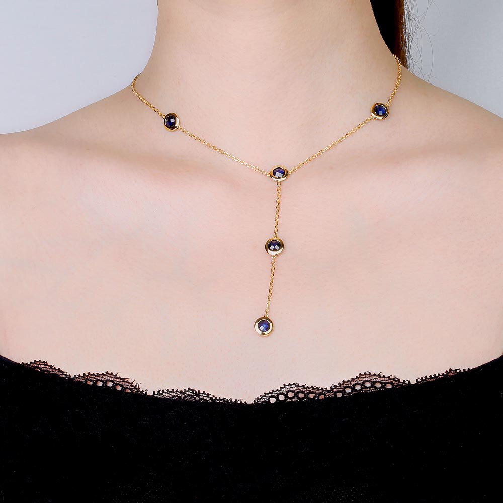 Sapphire By the Yard 18ct Gold Vermeil Lariat Necklace #2