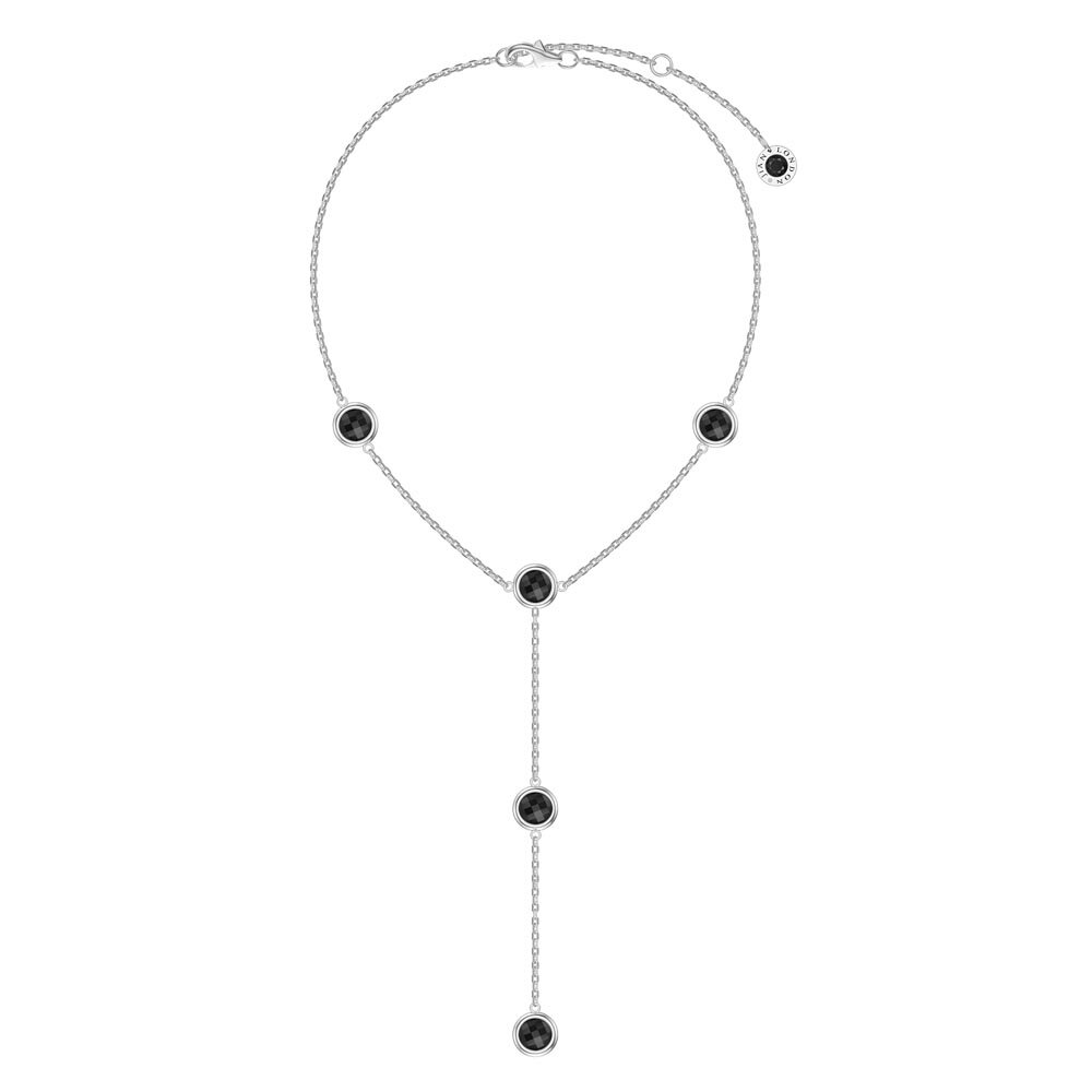 Onyx By the Yard Platinum plated Silver Lariat Necklace