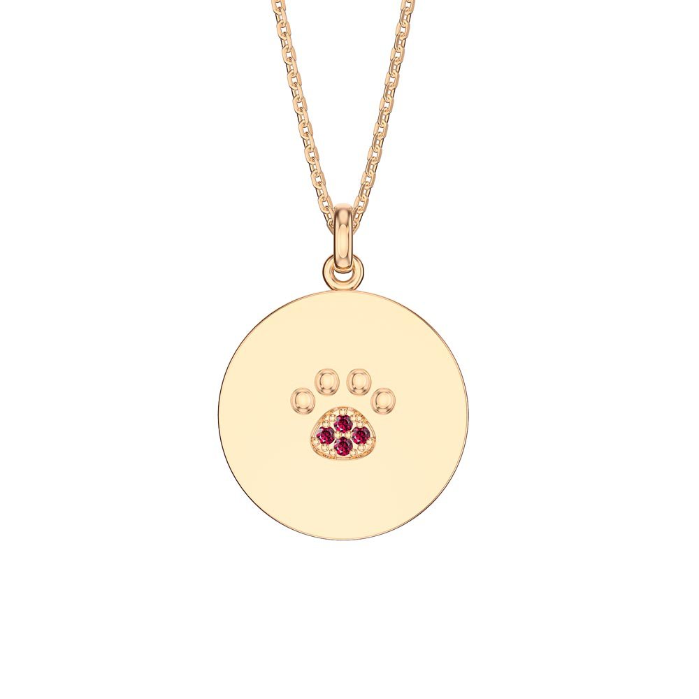 Charmisma Ruby 18ct Gold Vermeil Paw Pendant 25mm