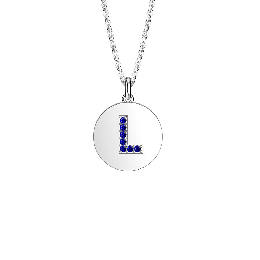 Charmisma Sapphire Pave Platinum plated Silver Alphabet Pendant L