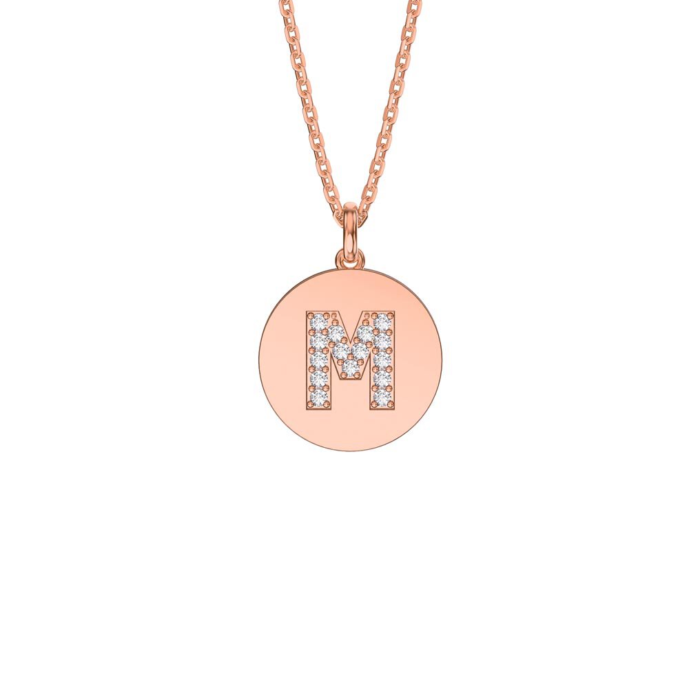 Charmisma Moissanite Pave 18ct Rose Gold Vemeil Alphabet Pendant M