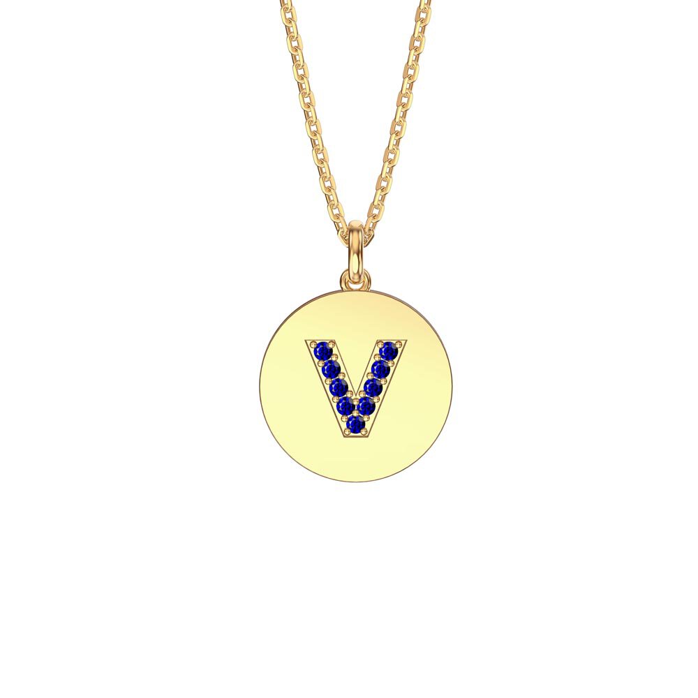 Charmisma Sapphire Pave 18ct Gold Vemeil Alphabet Pendant V