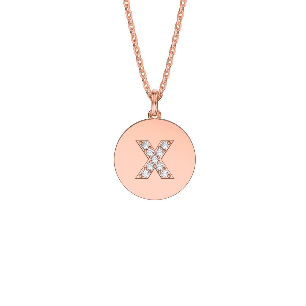 Charmisma Moissanite Pave 18ct Rose Gold Vemeil Alphabet Pendant X