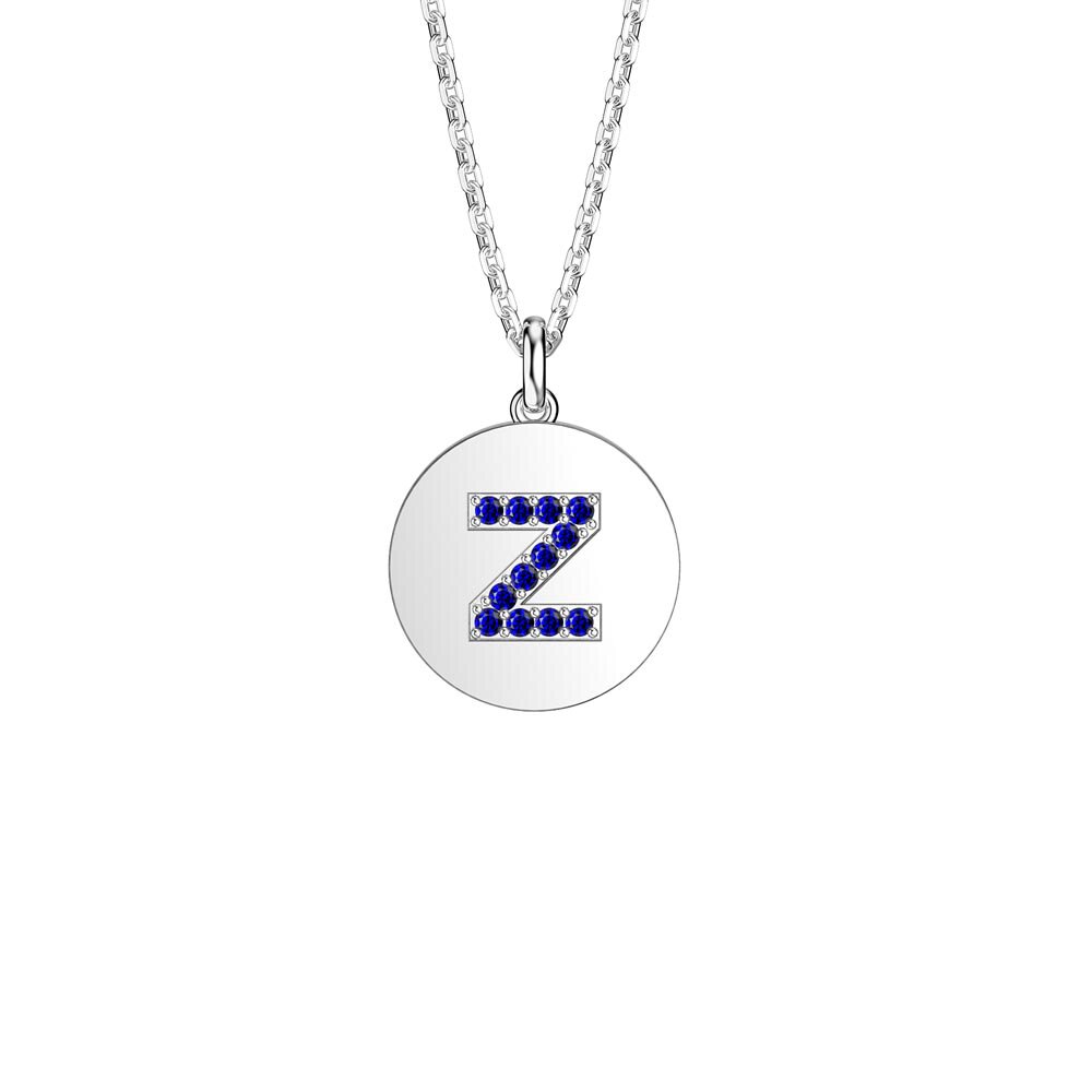 Charmisma Sapphire Pave Platinum plated Silver Alphabet Pendant Z