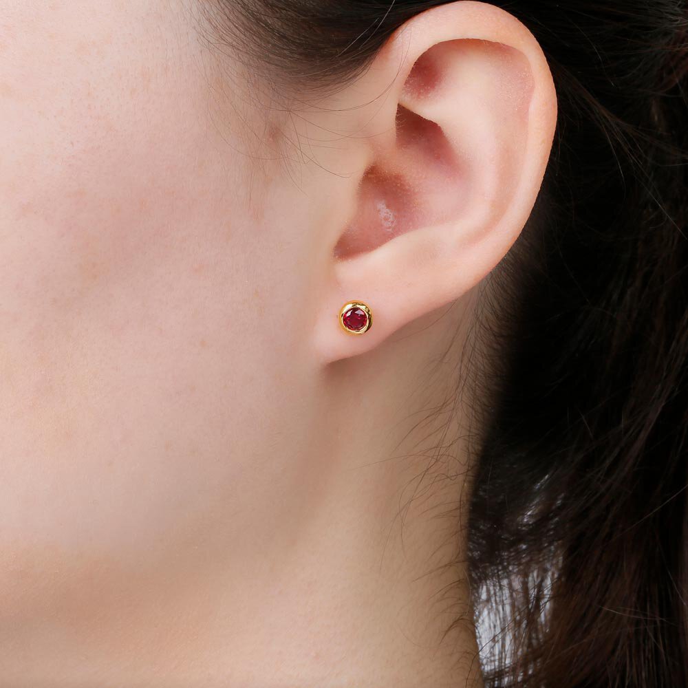 Infinity Ruby 18ct Yellow Gold Stud Earrings #4