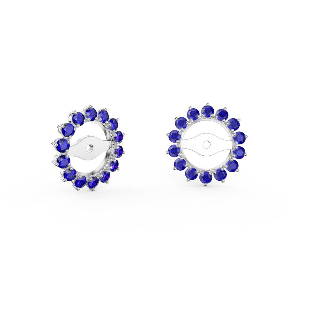 Infinity White Sapphire 9ct White Gold Stud Earrings Sapphire Halo Jacket Set #4