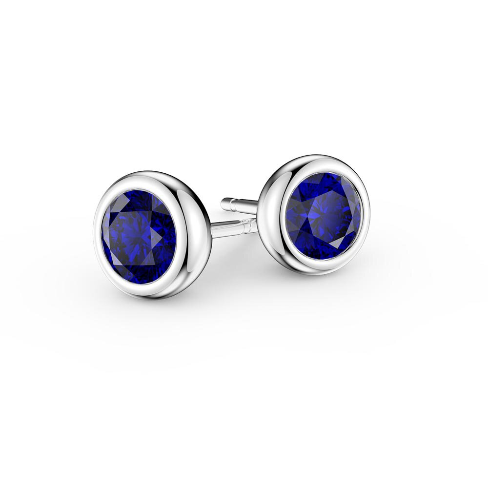 Infinity Sapphire Platinum plated Silver Stud Earrings #1