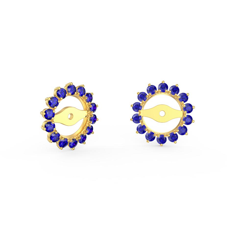 Fusion White Sapphire 9ct Yellow Gold Stud Earrings Sapphire Halo Jacket Set #3
