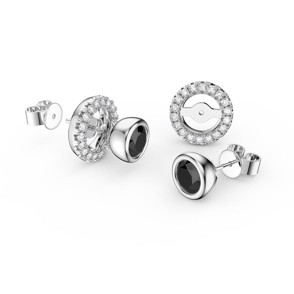 Infinity Onyx and White Sapphire 9ct White Gold Stud Earrings Halo Jacket Set