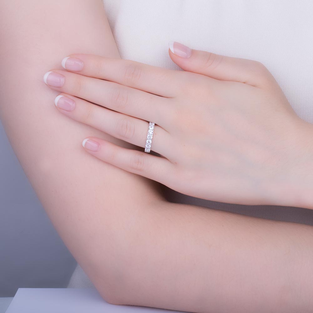 Unity 2ct Diamond 18ct White Gold Half Eternity Wedding Ring Set #5