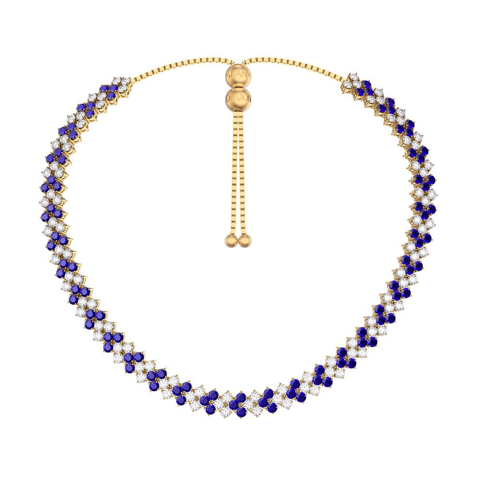 Eternity Three Row Sapphire 18ct Gold Vermeil Adjustable Choker Tennis Necklace #4