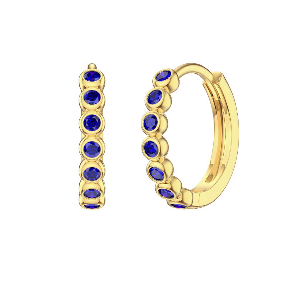 Infinity Blue Sapphire 9ct Gold Hoop Earrings Small