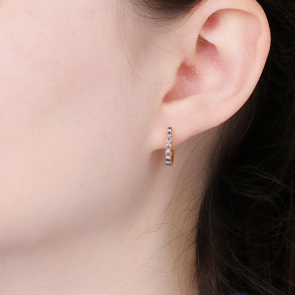 Infinity Blue Sapphire 18ct Gold Vermeil Hoop Earrings Small #2