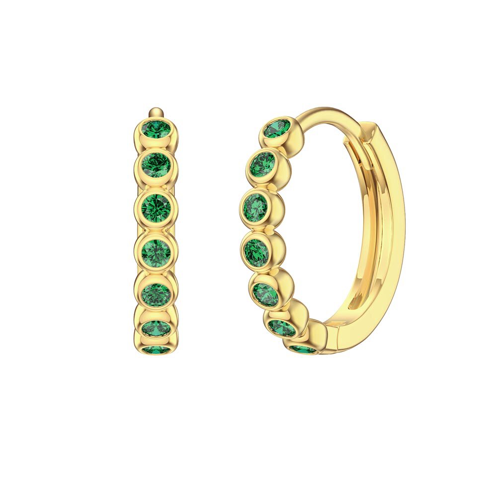 Infinity Emerald 18ct Gold Hoop Earrings Small