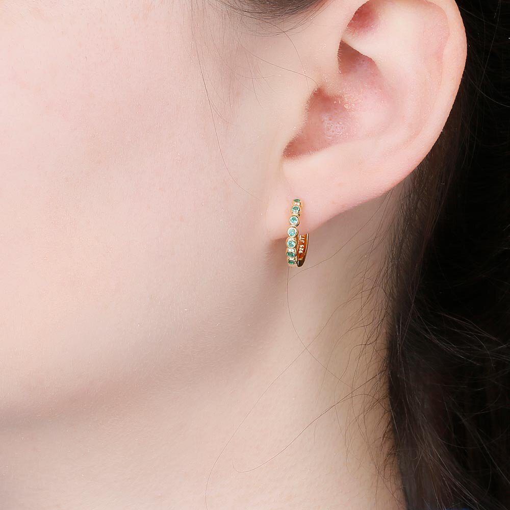 Infinity Emerald 9ct Gold Hoop Earrings Small #2