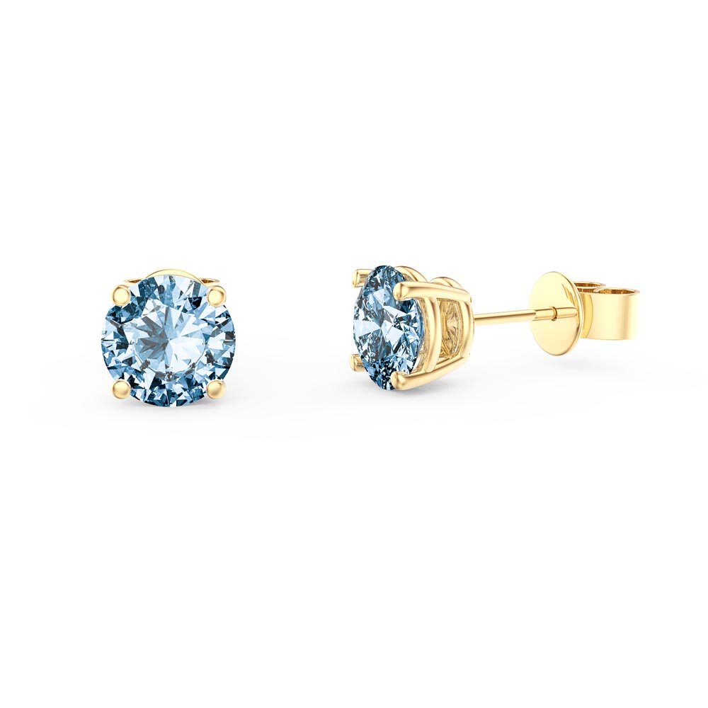 Fusion 1ct Swiss Blue Topaz 9ct Yellow Gold Stud Earrings