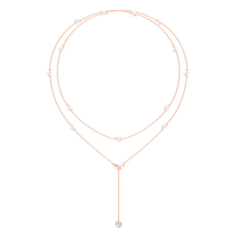Akoya Pearl By the Yard 18ct Rose Gold Necklace 36inch with Diamond #2