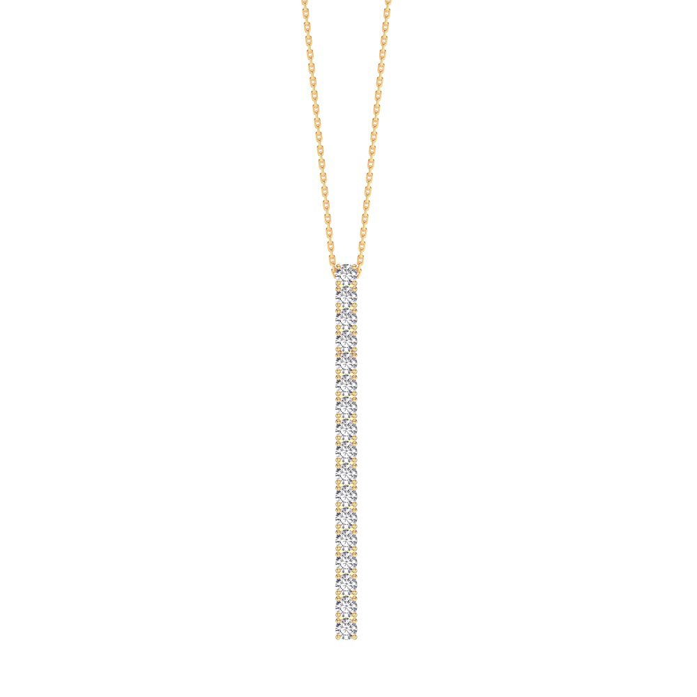 Eternity White Sapphire 18ct Gold Vermeil Line Drop Pendant Necklace