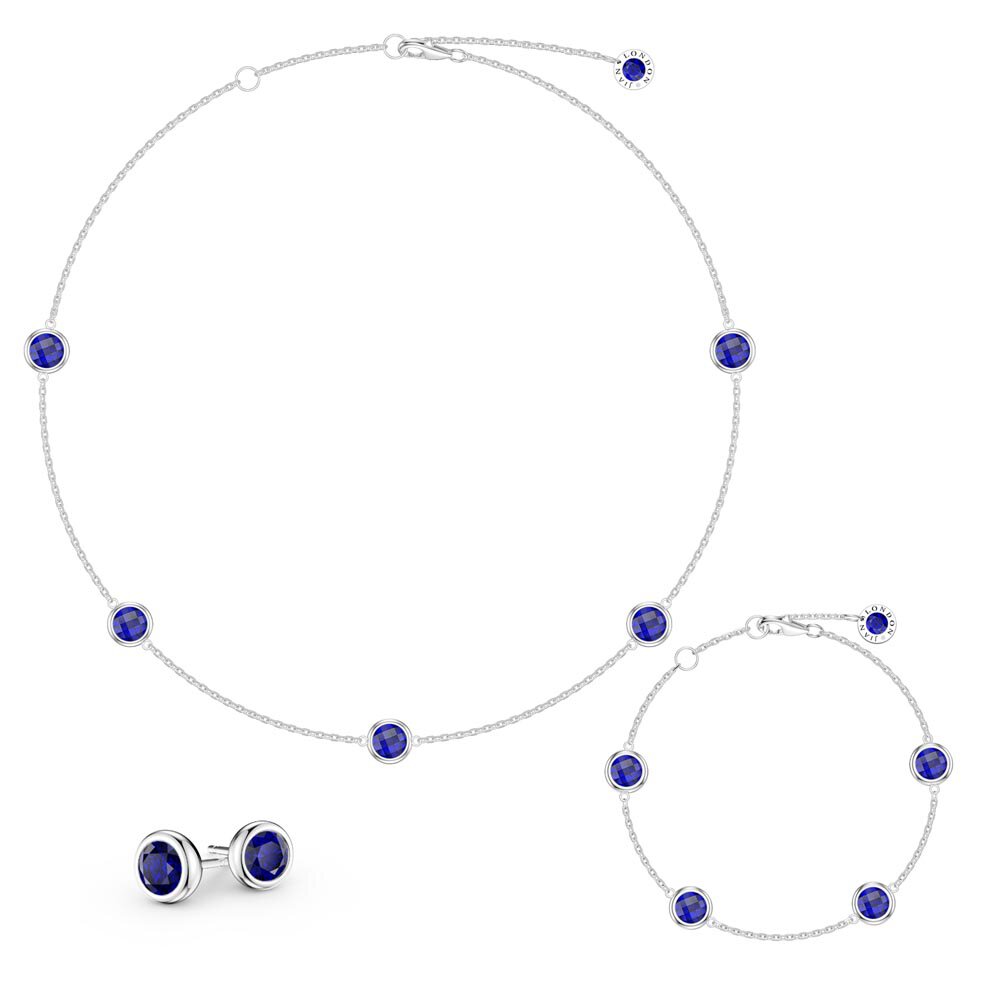 Sapphire By the Yard Platinum plated Silver Jewellery Set