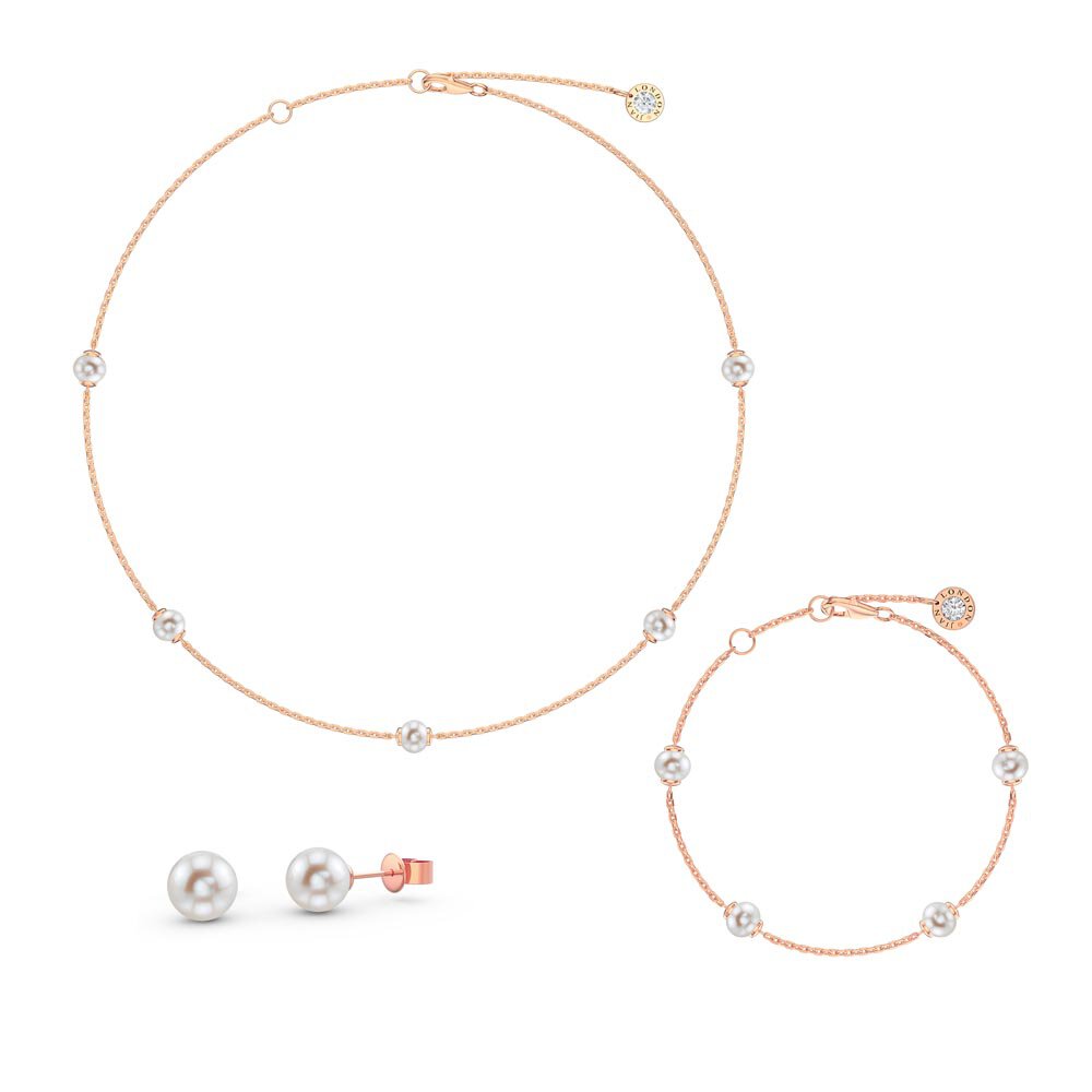 Pearl By the Yard 18ct Rose Gold Vermeil Jewellery Set