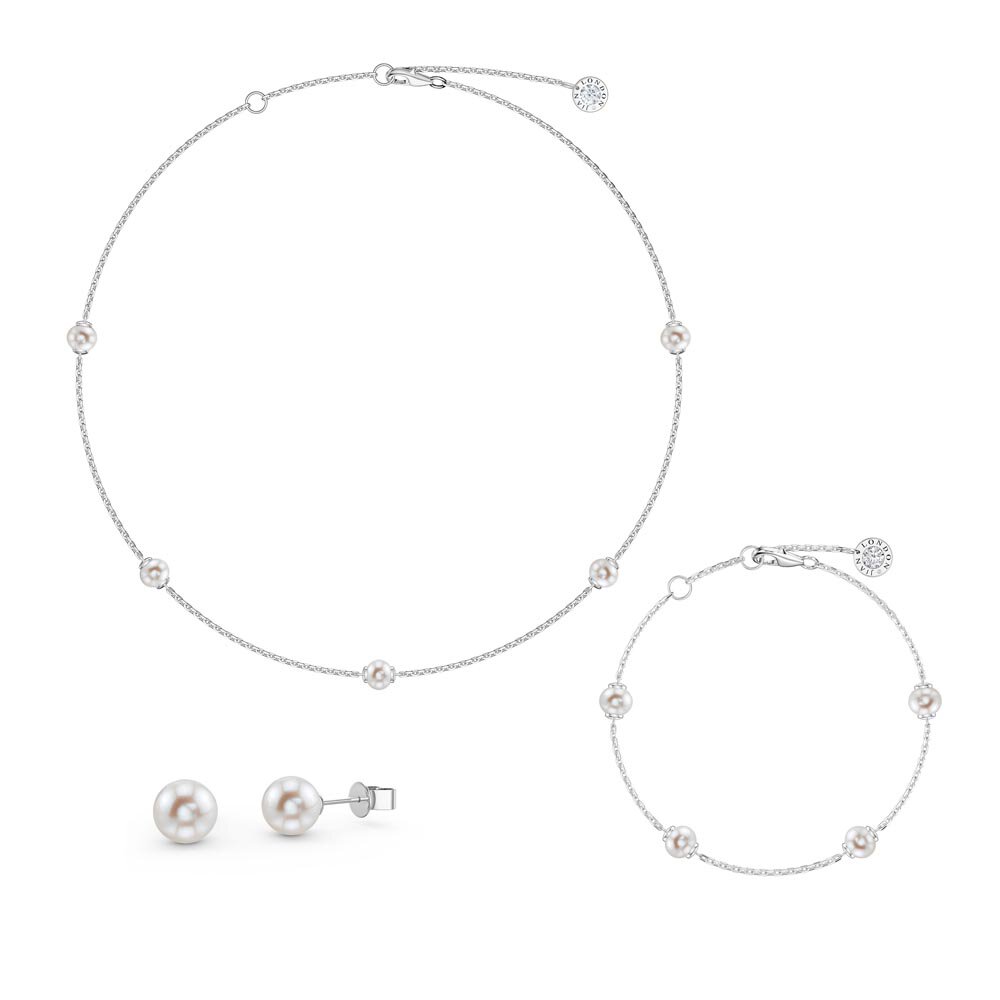 Pearl By the Yard Platinum plated Silver Jewellery Set