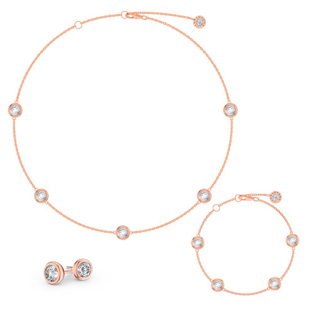 White Sapphire By the Yard 18ct Rose Gold Vermeil Jewellery Set