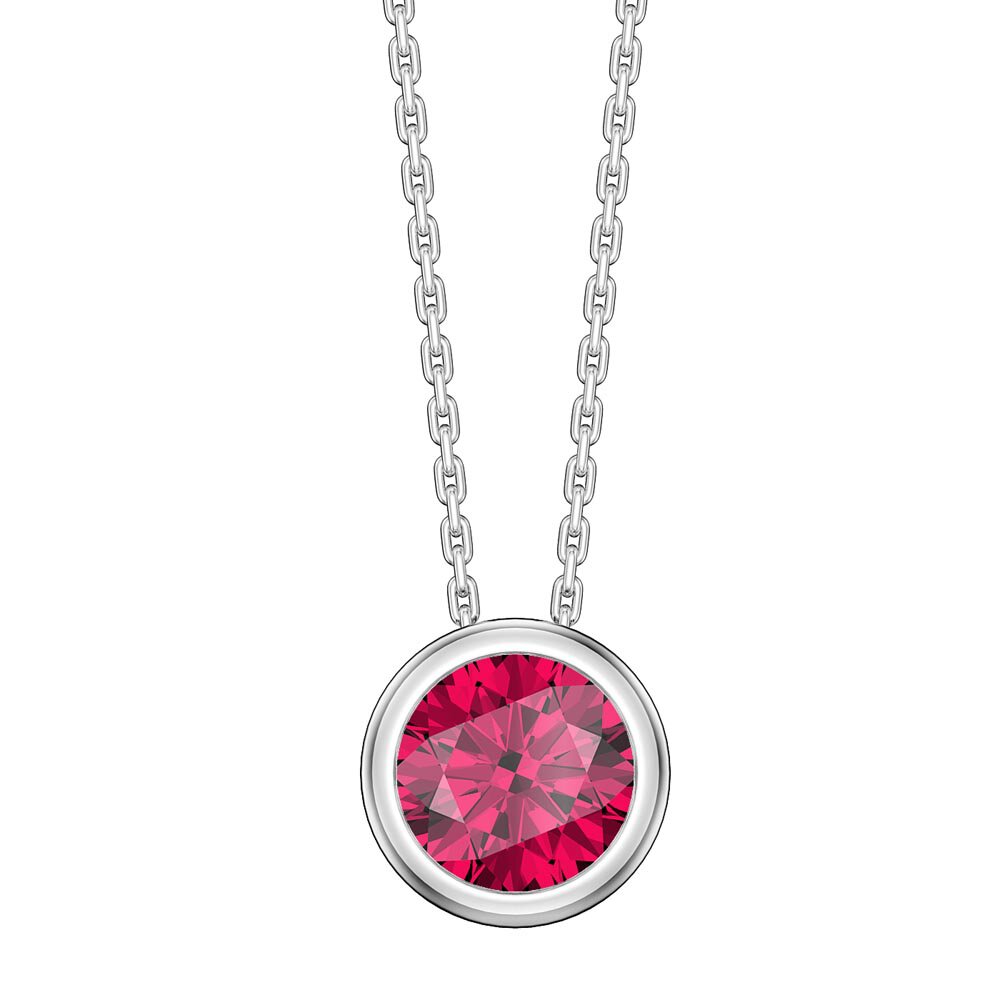 Infinity 1.0ct Ruby Solitaire 18ct White Gold Bezel Pendant
