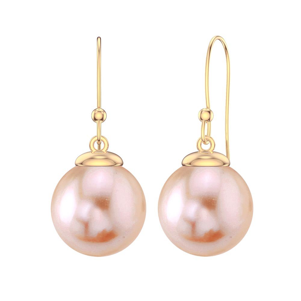Venus Pink Pearl 18ct Gold Vermeil Drop Earrings 7.5 to 8.0mm