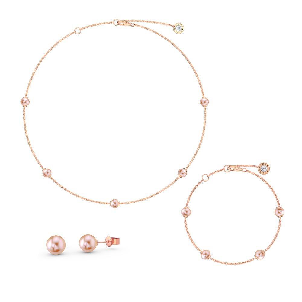 Pink Pearl By the Yard 18ct Rose Gold Vermeil Jewellery Set