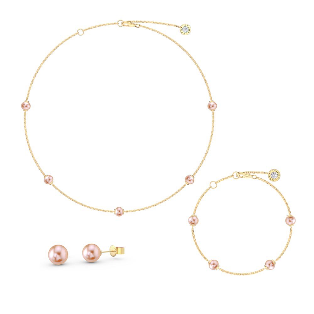 Pink Pearl By the Yard 18ct Gold Vermeil Jewellery Set