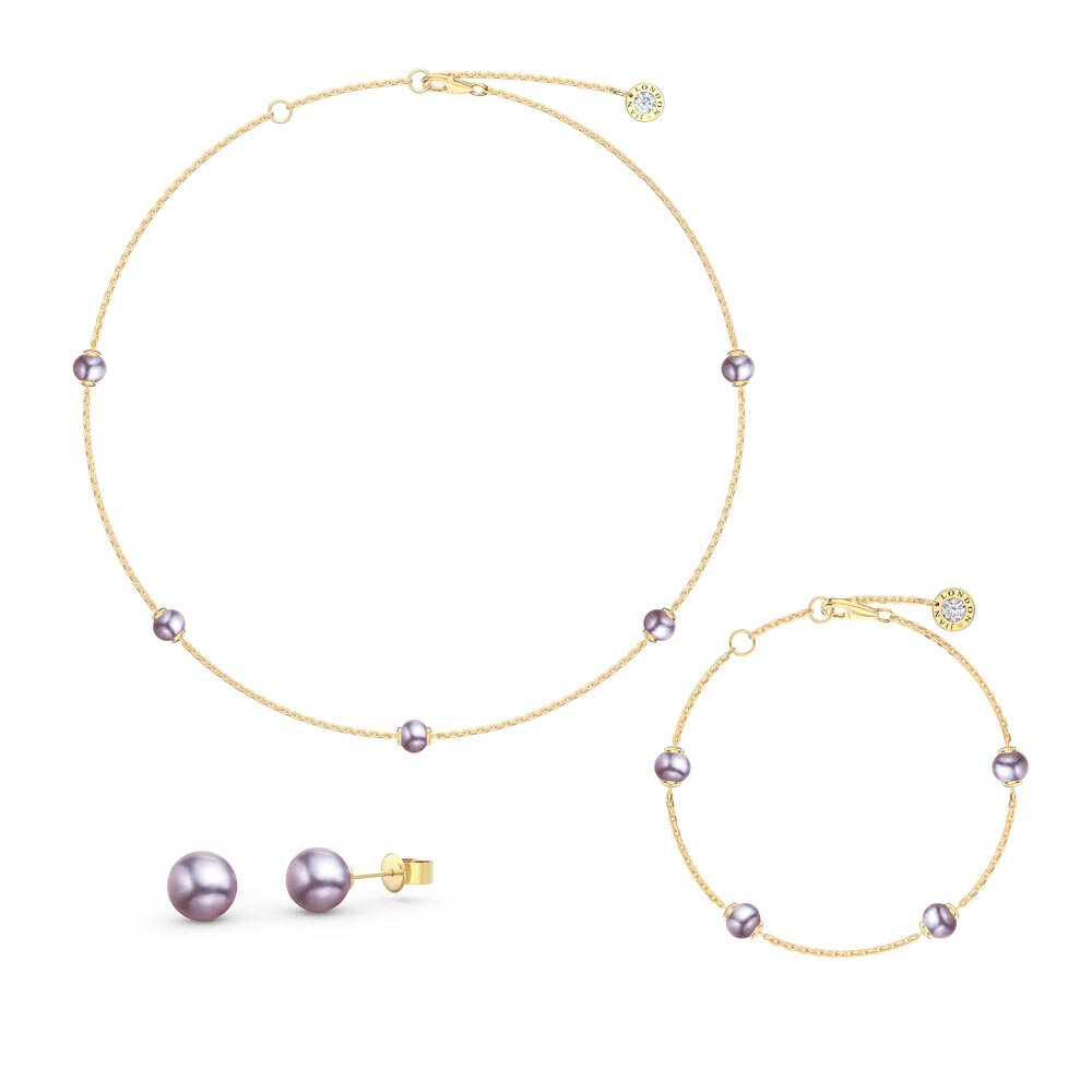 Lilac Pearl By the Yard 18ct Gold Vermeil Jewellery Set