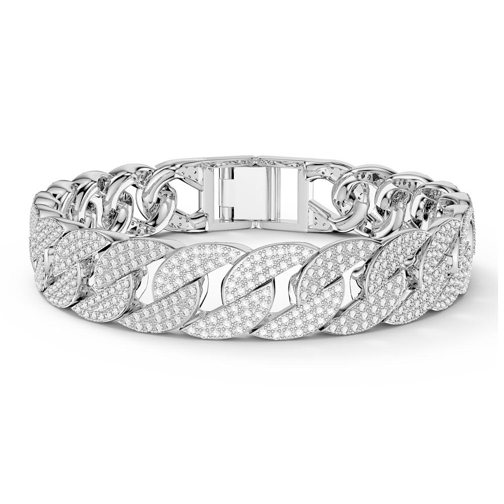 Infinity White Sapphire Platinum plated Silver Pave Link Bracelet