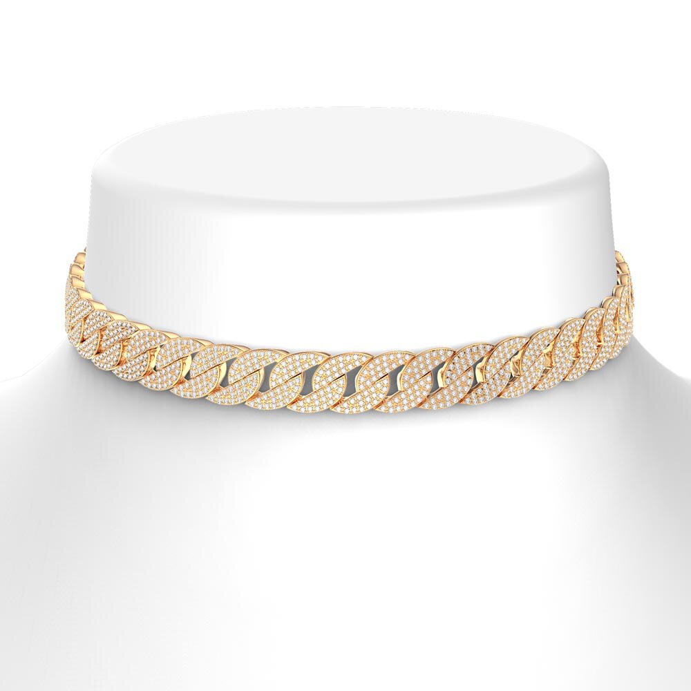 Infinity White Sapphire 18ct Gold Vermeil Silver Pave Link Choker Necklace #2
