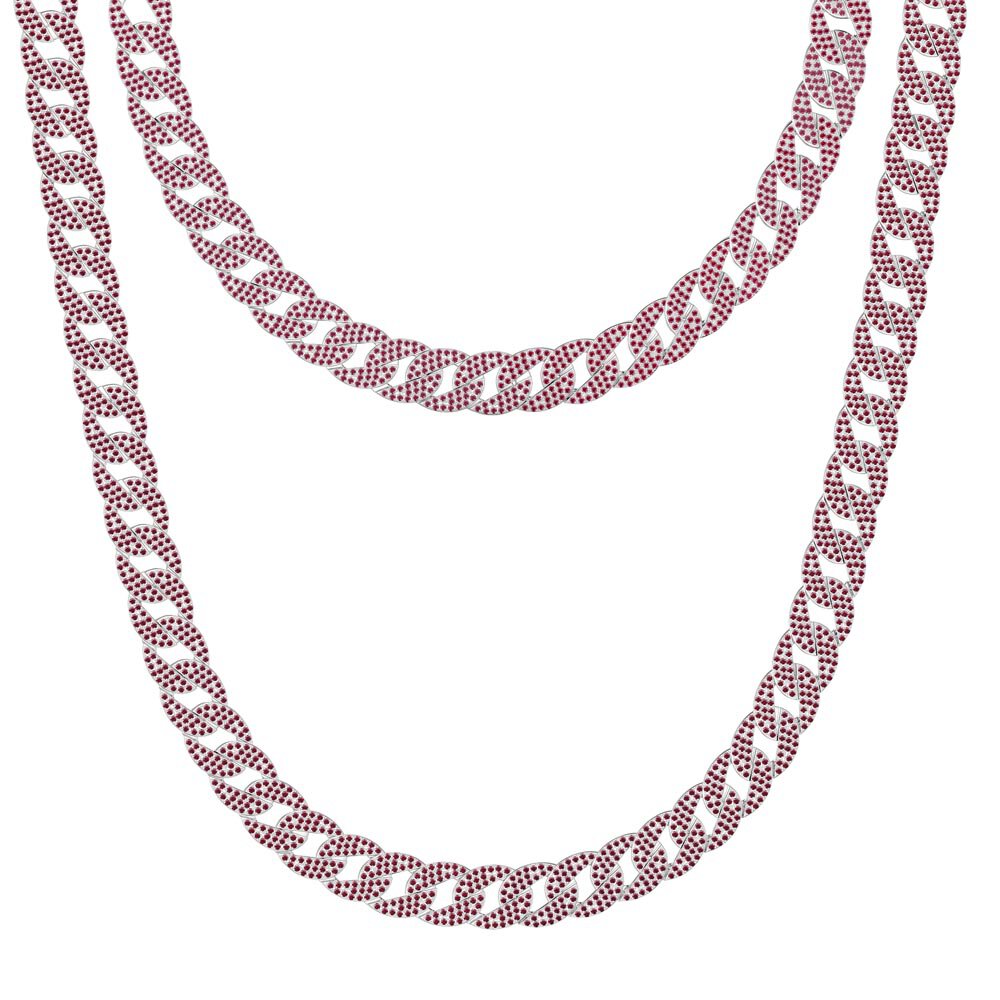 Infinity Ruby Platinum plated Silver Pave Link Choker Necklace #3