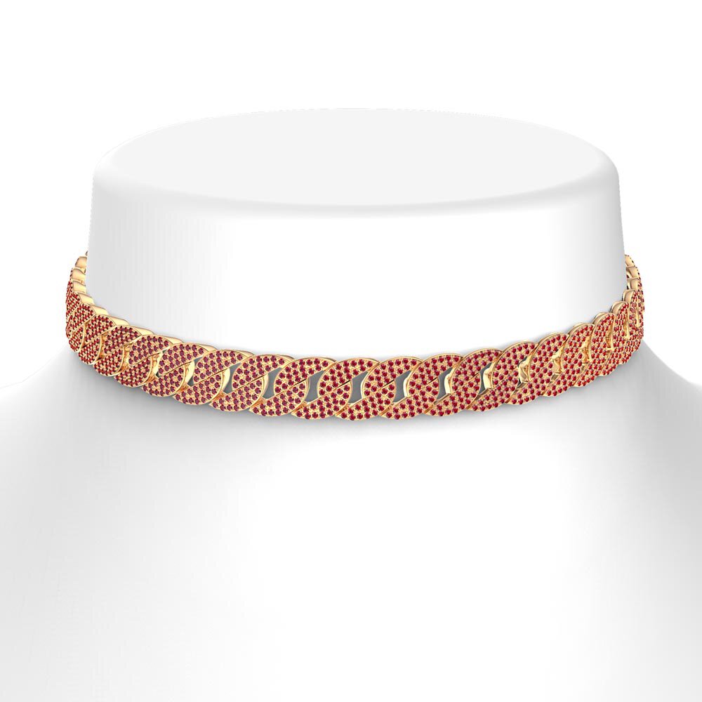 Infinity Ruby 18ct Gold Vermeil Silver Pave Link Choker Necklace #2
