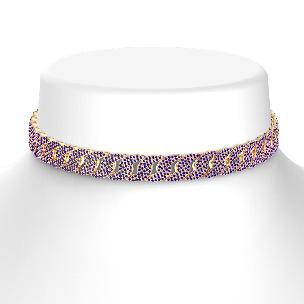 Infinity Sapphire 18ct Gold Vermeil Pave Link Choker Necklace #2