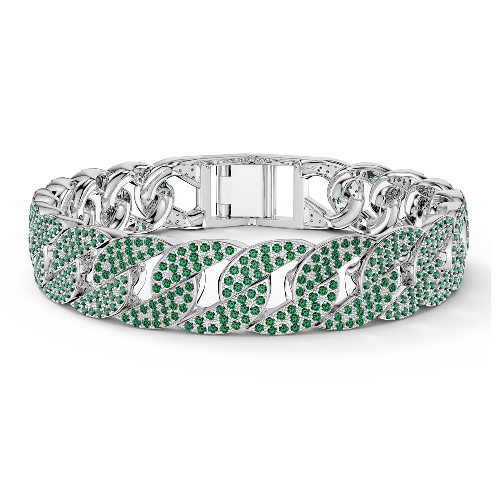 Infinity Emerald Platinum plated Silver Pave Link Bracelet
