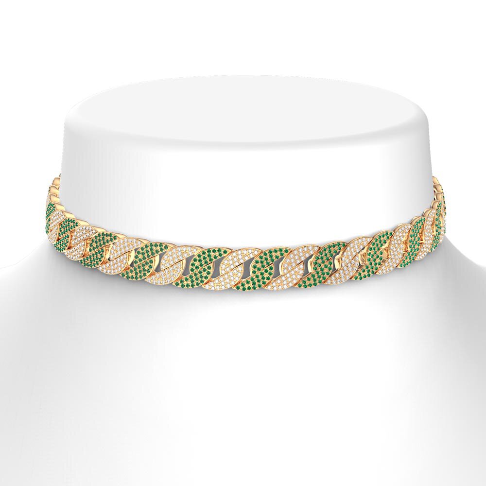 Infinity Emerald and White Sapphire 18ct Gold Vermeil Pave Link Choker Necklace #2