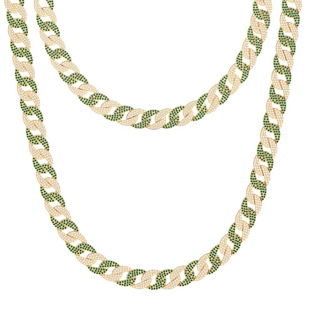 Infinity Emerald and White Sapphire 18ct Gold Vermeil Pave Link Choker Necklace #3