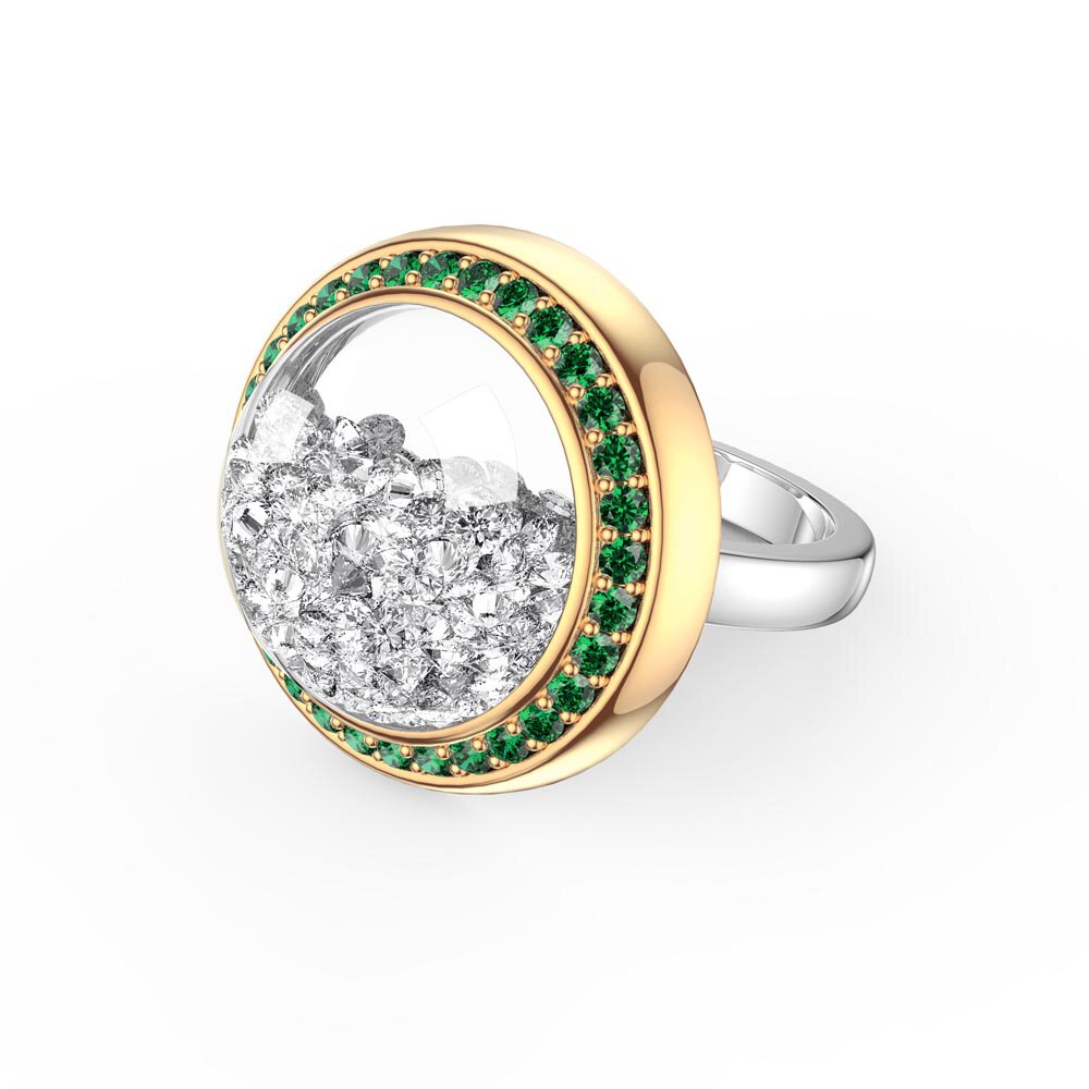 SnowDome 1ct Diamond Emerald Pave 14ct Yellow Gold Ring