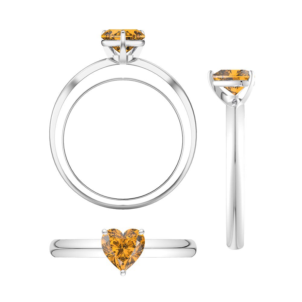 Unity 1ct Heart Citrine Solitaire 18ct White Gold Engagement Ring #5