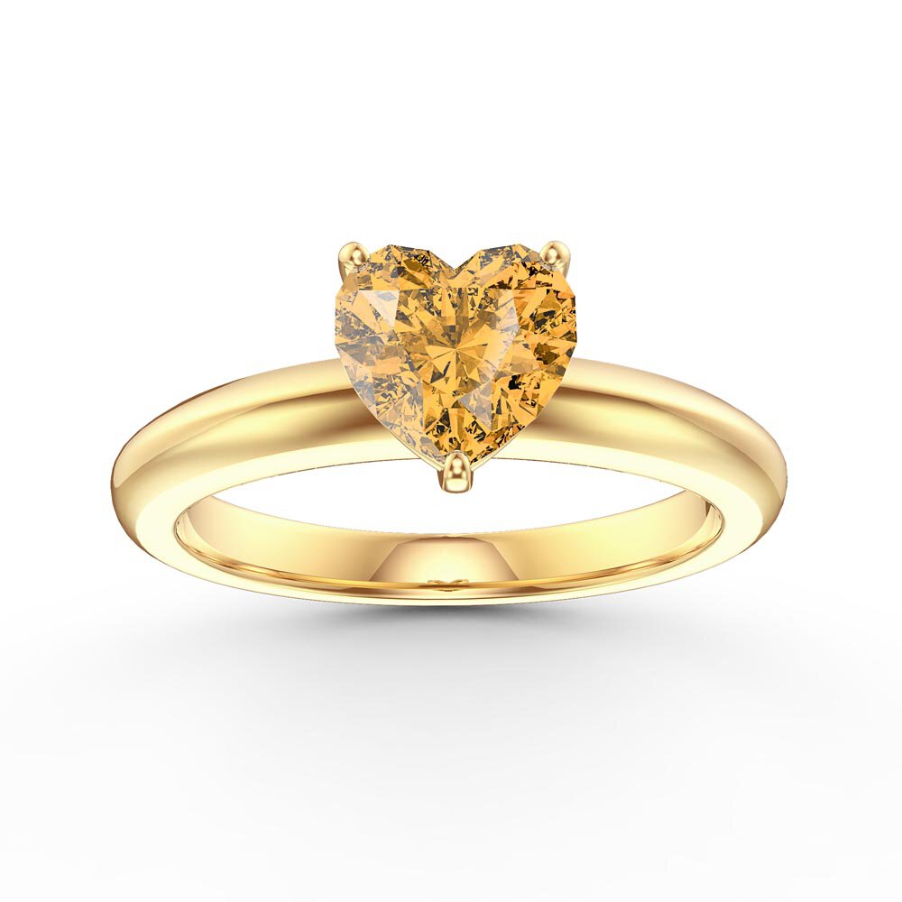 Unity 1ct Heart Citrine Solitaire 9ct Yellow Gold Proposal Ring